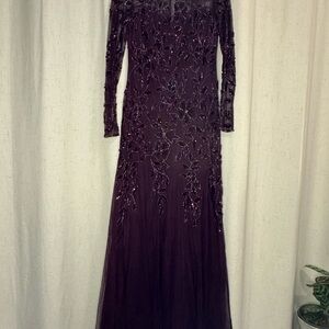 Adrianna Papell Deep Purple Long Sleeve Dress